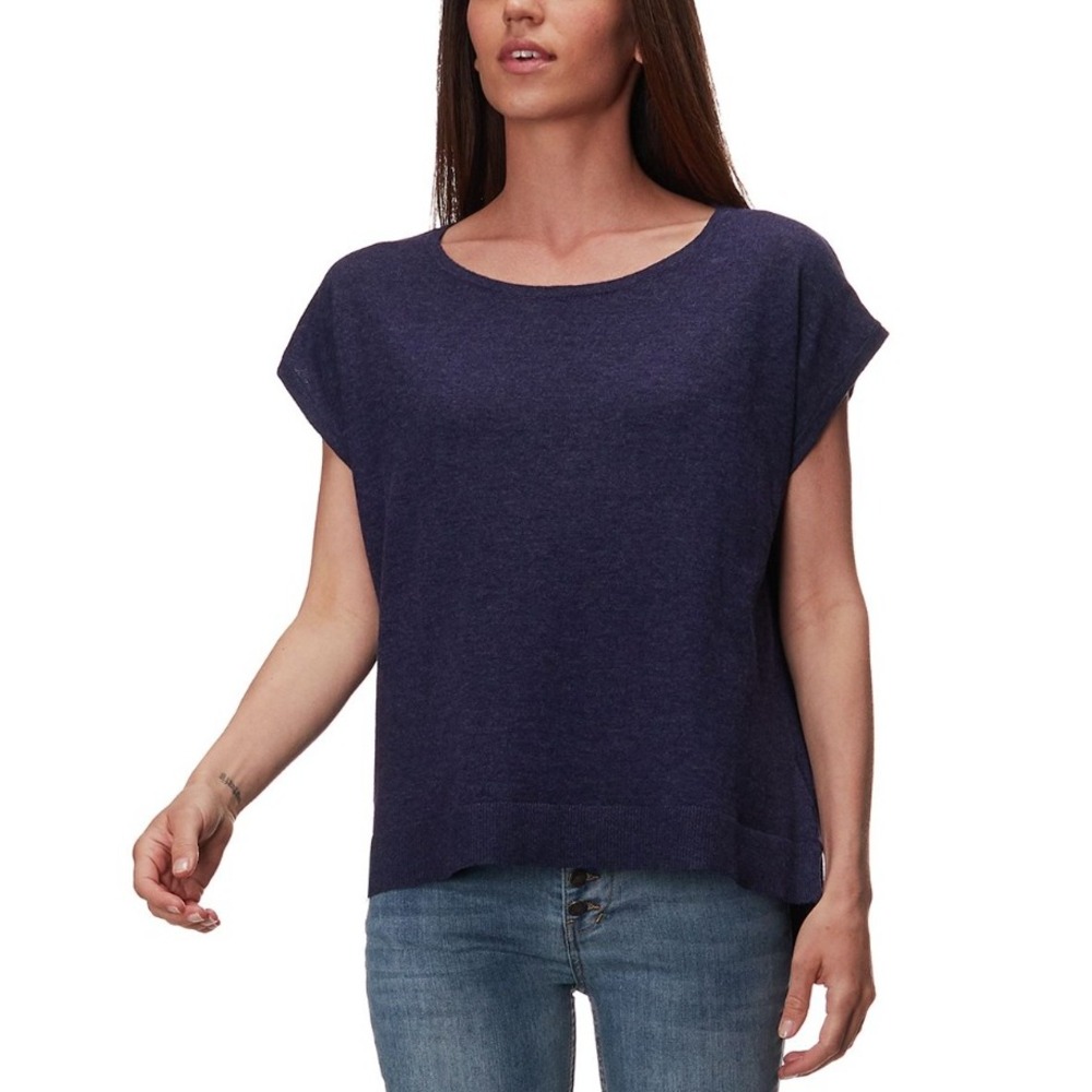 Patagonia Low Tide Top Womens‎ Small Navy Blue Organic Cotton CoolMax Knit Tee